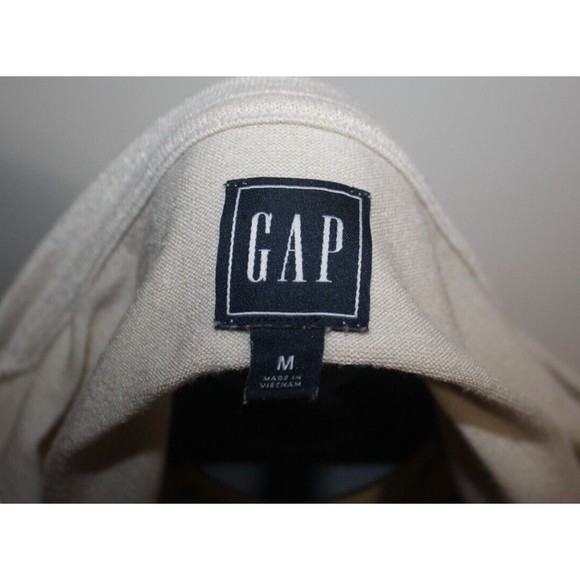 GAP Women's M Pullover Long Sleeve Round Neck T Shirt Top Blouse Cream Round Hem - Picture 6 of 7